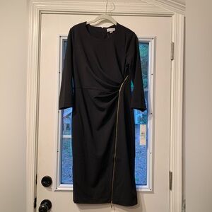 Calvin Klein Black 3/4 Length Sleeve Sheath Dress